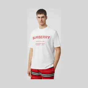 博百利/Burberry 男士 Horseferry 印花棉质 T 恤衫 (白色) 80172251