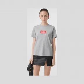 博百利/Burberry 女士 蒙太奇印花棉质 T 恤衫 (浅麻灰) 80172851