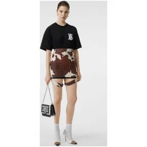 博百利/Burberry 女士 专属标识图案棉质宽松 T 恤衫 (黑色) 80174721