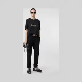 博百利/Burberry 女士 典藏绣标棉质 T 恤衫 (黑色) 80205761