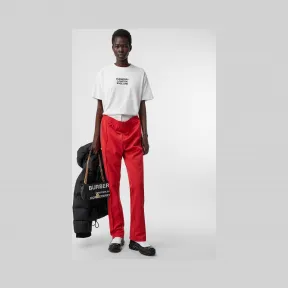 博百利/Burberry 女士 刺绣徽标宽松棉质 T 恤衫 (白色) 80211761