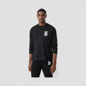 博百利/Burberry 专属标识图案长袖棉质上衣 (黑色) - 男士  80245991