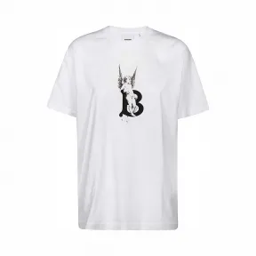 博百利/Burberry 天使印花棉质宽松 T 恤衫 (白色) - 女士  80246181