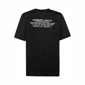 博百利/Burberry 地址印花宽松棉质 T 恤衫 (黑色) - 女士  80246281