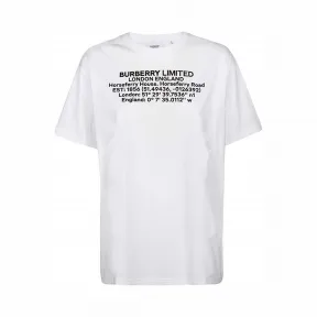 博百利/Burberry 地址印花宽松棉质 T 恤衫 (白色) - 女士  80246291