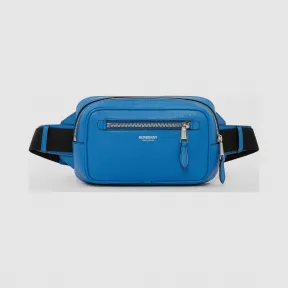 博百利/Burberry 粒纹皮革腰包 (纯蓝色) - 男士  80271431