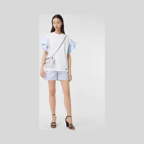 博百利/Burberry 褶裥衣袖棉质宽松 T 恤衫 (白色) - 女士  80295731