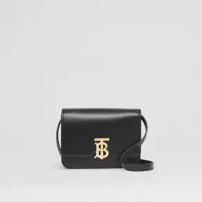 博百利/Burberry TB 迷你专属标识皮革锁扣包 (黑色) - 女士 80345501