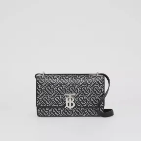 博百利/Burberry Robin – 专属标识印花皮革横版洛宾包 (黑色 / 白色) - 男士 80492731