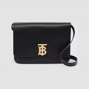 博百利/Burberry TB 中号专属标识皮革锁扣包 (黑色) - 女士 80514891