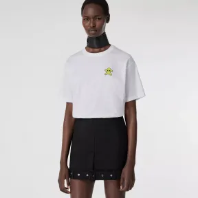 博百利/Burberry 怪兽图案贴花宽松棉质 T 恤衫 (白色) - 女士 80521301