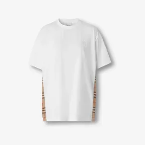 博百利/Burberry 格纹裁片棉质宽松 T 恤衫 (白色) 80615531