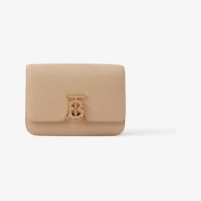 博百利/Burberry TB 缉明线粒纹皮革小号专属标识锁扣包 (麦米色) 80629741
