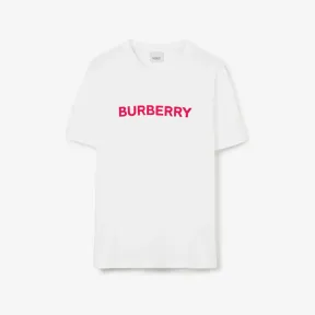 博百利/Burberry 徽标印花棉质 T 恤衫 (白色) - 女士 80709731