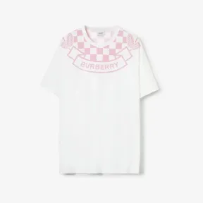博百利/Burberry 棋盘格徽章棉质 T 恤衫 (白色) - 女士 80721481