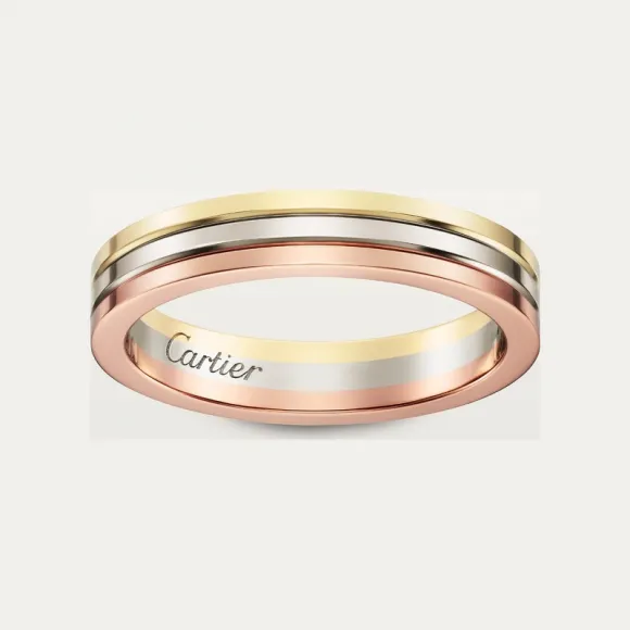 卡地亚/Cartier B4052200 - Vendome Louis Cartier戒指 宽3.5毫米 18K白金 18K黄金 18K玫瑰金 - 白金 黄金 玫瑰金