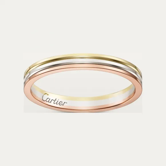 卡地亚/Cartier B4209900 - Vendome Louis Cartier戒指 宽2.5毫米 18K白金 18K黄金 18K玫瑰金 - 白金 玫瑰金 黄金