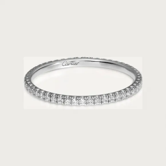卡地亚/Cartier B4210400 - Etincelle de Cartier戒指 宽1.5毫米 铺镶钻石 18K白金 - 白金 钻石