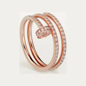 卡地亚/Cartier B4210900 - Juste un Clou戒指 双圈 半铺镶钻石 18K玫瑰金 - 玫瑰金 钻石
