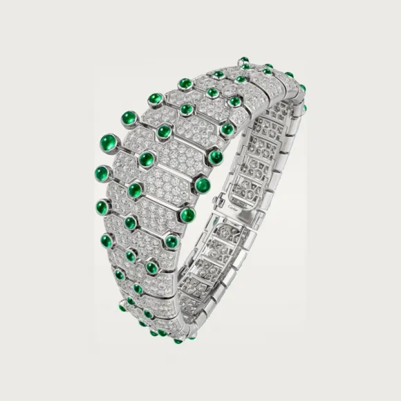 卡地亚/Cartier H6042217 - Le Voyage Recommencé手镯 祖母绿 铺镶钻石  18K白金 - 白金 祖母绿 钻石