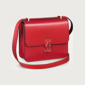 卡地亚/Cartier L1002365 C de Cartier手袋 肩背包 红色 小牛皮 红色小牛皮 镀金装饰 红色珐琅 