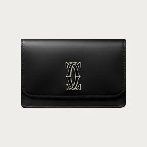 卡地亚/Cartier L3002031 翻盖多卡片夹 C de Cartier系列 黑色 小牛皮 黑色小牛皮 镀金和黑色珐琅饰面 
