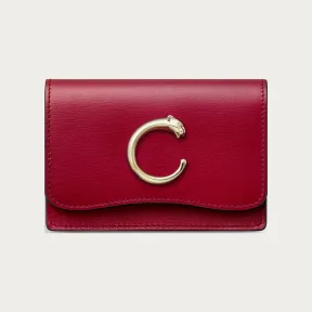 卡地亚/Cartier L3002042 Panthère de Cartier猎豹系列小皮具 卡片夹 红色 樱桃红色小牛皮 镀金饰面 
