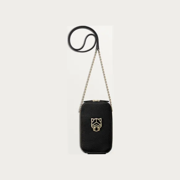 卡地亚/Cartier L3002076 Panthère de Cartier猎豹系列小皮具 手机包 黑色 黑色粒纹小牛皮 