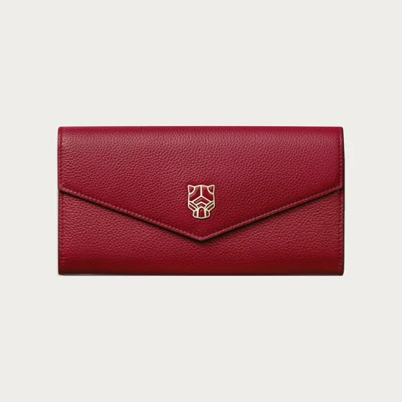 卡地亚/Cartier L3002080 Panthère de Cartier猎豹系列小皮具 卡片夹 酒红色 酒红色小牛皮 金色饰面 酒红色珐琅 