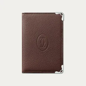卡地亚/Cartier L3002093 Must de Cartier系列小皮具 卡片夹 巧克力色小牛皮 镀钯饰面 