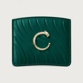 卡地亚/Cartier Panthère de Cartier卡地亚猎豹系列单层卡片夹 绿色 小牛皮 - 祖母绿色小牛皮 烫印卡地亚标识图案 镀金饰面  CRL3002144