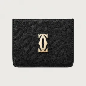 卡地亚/Cartier L3002441 - C de Cartier单卡片夹 黑色 小牛皮 - 黑色纹理小牛皮 刺绣 镀金饰面