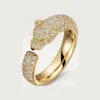 卡地亚/Cartier N4765500 - Panthère de Cartier卡地亚猎豹戒指 小号款 铺镶钻石 18K黄金 - 黄金 祖母绿 缟玛瑙 钻石
