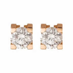 卡地亚/Cartier N8047300 - C de Cartier耳钉 镶嵌2颗圆形明亮式切割钻石  18K玫瑰金 - 玫瑰金 钻石