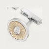 卡地亚/Cartier OG000563 - Double C de Cartier标志装饰袖扣 金色和银色阳光射线纹饰图案 - 黄金 纯银 镀钯饰面