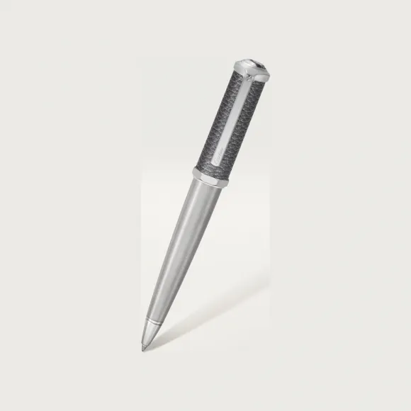 卡地亚/Cartier OP000205 - Santos-Dumont de Cartier书写笔 - 金属和灰色粒纹皮革 镀钯饰面