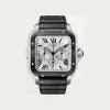 卡地亚/Cartier WSSA0017 - Santos de Cartier计时码表 XL 精钢 - 黑色ADLC碳镀层（非晶体类金刚石碳镀层）精钢 自动上链 - 超大号表款 自动机芯 精钢 ADLC碳镀层（非晶体类金刚石碳镀层） 可替换式橡胶表带与皮表带