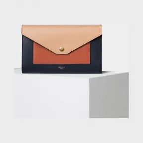 思琳/Celine  Pocket大号拼色亮泽光滑小牛皮链条翻盖包 105213AD4.03ND