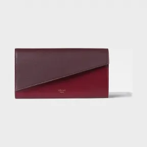 思琳/Celine  Diagonal大号酒红色和浅酒红色双色光滑小羊皮多功能翻盖包 109073AZ9.27BA