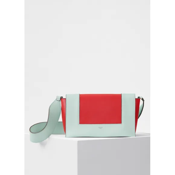 思琳/Celine  Frame中号翠玉绿和亮红色双色亮泽光滑小牛皮手袋 180263AQO.29JB