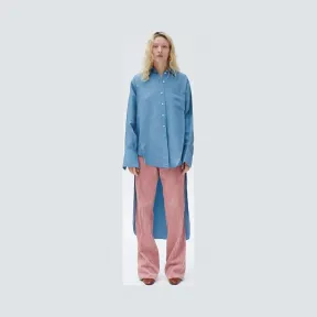 思琳/Celine  人造丝斜纹布不对称衬衫 20CW47594.06BL