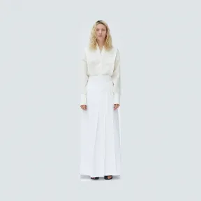 思琳/Celine  荧光白棉质罗缎长款裹身半裙 22P797555.01OP