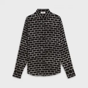 思琳/Celine 男士 现代领Anneli Henriksson “Electric brick wall”印花人造丝经典衬衫 2C154756F.38OW