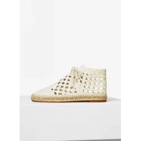 思琳/Celine  Espadrille奶白色编织小山羊皮系带鞋 317923WSPC.01CR