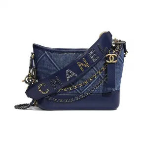 香奈儿/Chanel 香奈儿GABRIELLE小号流浪包  丹宁、小牛皮、金色金属、银色金属与钌色金属  蓝 AS0865-B02941-N6922