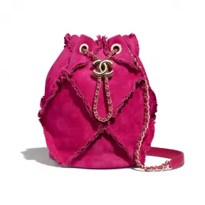 香奈儿/Chanel 小号抽绳包  麂皮效果山羊皮与金色金属  桃红 AS1613-B02375-N6102