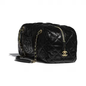 香奈儿/Chanel 大号保龄球包  亮色皱纹小牛皮与金色金属  黑 AS2267-B04650-94305