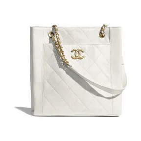 香奈儿/Chanel 小号购物包  小牛皮与金色金属  白 AS2295-B04858-10601