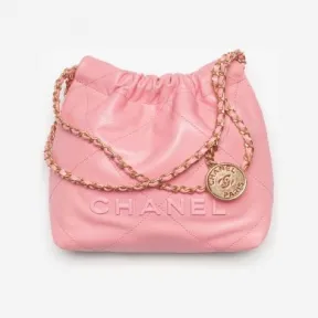 香奈儿/Chanel Chanel 22 迷你手袋  亮面颗粒压花小牛皮、金色金属与亮漆面金属  珊瑚粉 — 精品 香奈儿 AS3980B14407NR646 AS3980B14407NR646