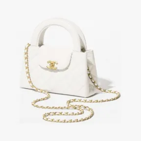 香奈儿/Chanel 迷你购物包 亮色皱纹小牛皮与金色金属 白 AS4416B1556610601